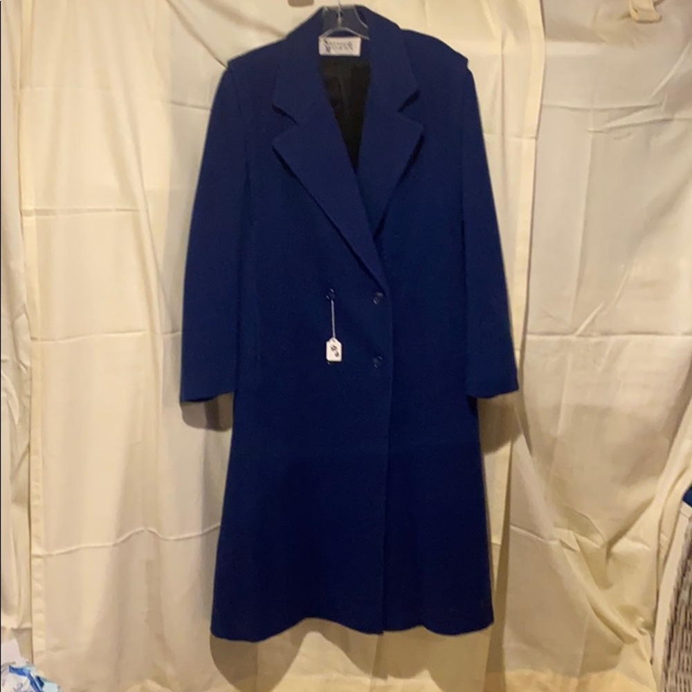 Ladies Sz 18 royal blue double breasted wool coat